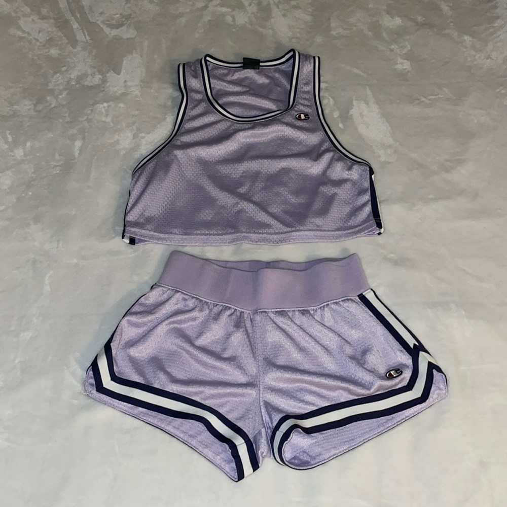 Champion Jersey Crop Tank (XS) & Shorts Set (S) - Lavender
